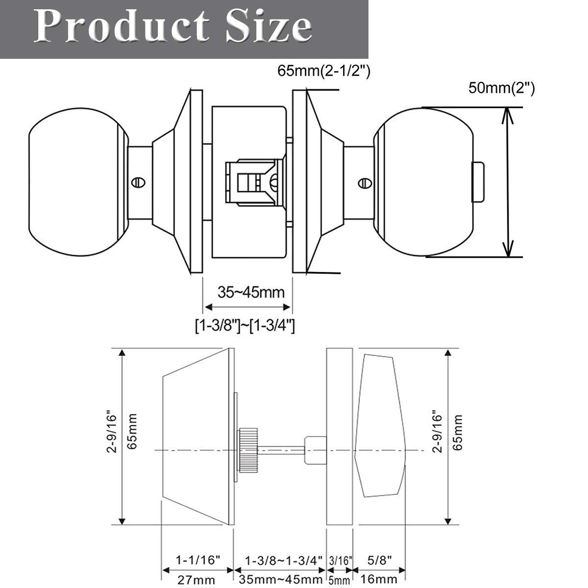 Probrico packaged lock set in flat black box.