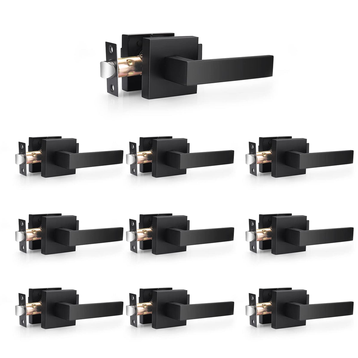 Probrico matte black passage lever, front view for easy interior access.