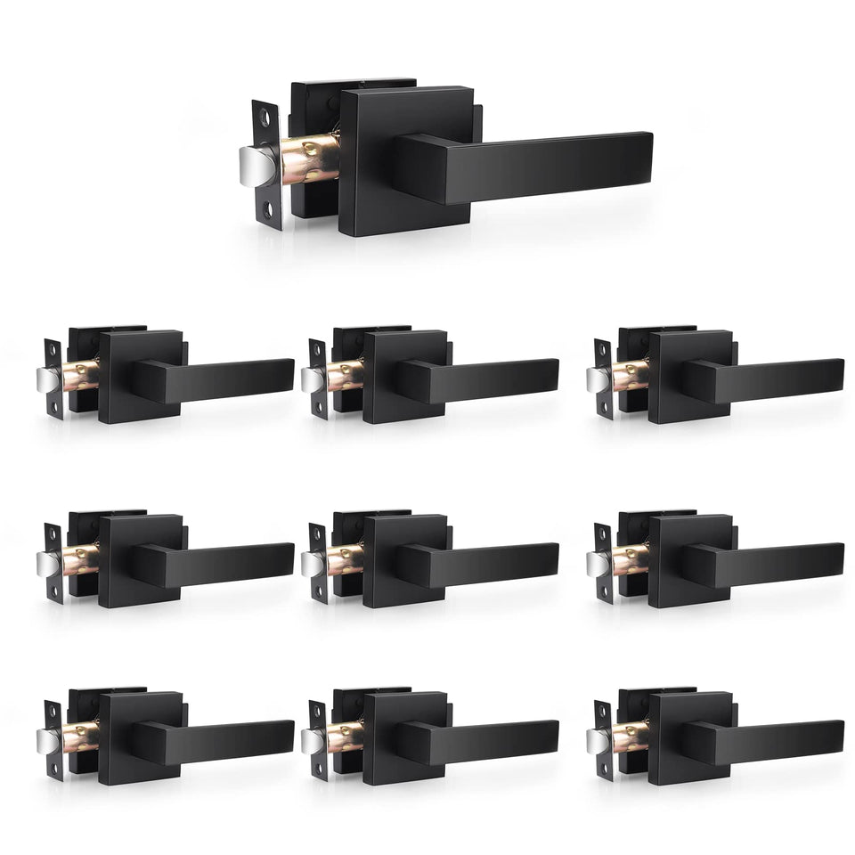 Probrico matte black passage lever, front view for easy interior access.