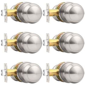 Probrico passage knob in brushed nickel, front view; ideal for interior doors