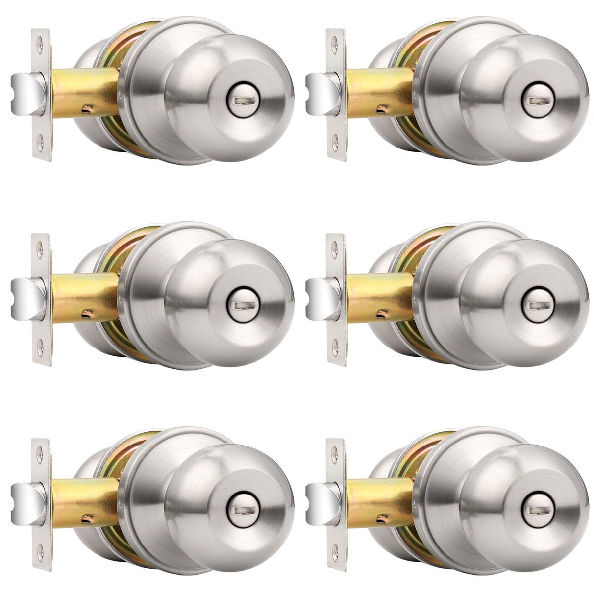 Probrico privacy door knob brushed nickel for bedrooms and baths with secure privacy.