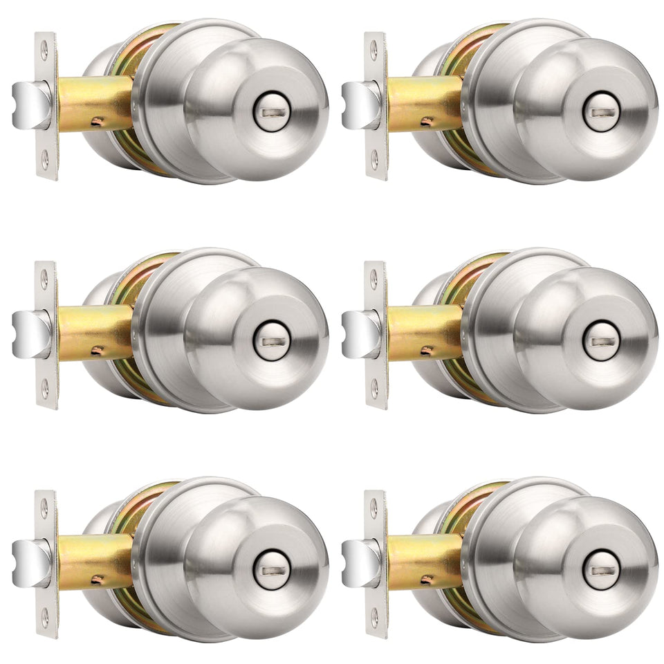 Probrico privacy door knob brushed nickel for bedrooms and baths with secure privacy.