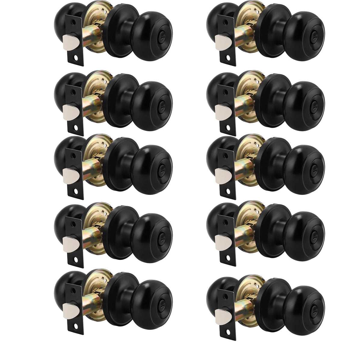 Probrico privacy door knob front view in black for modern interior doors