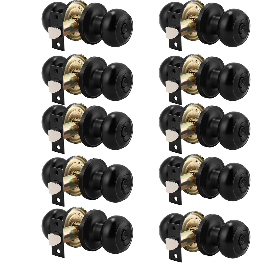 Probrico privacy door knob front view in black for modern interior doors