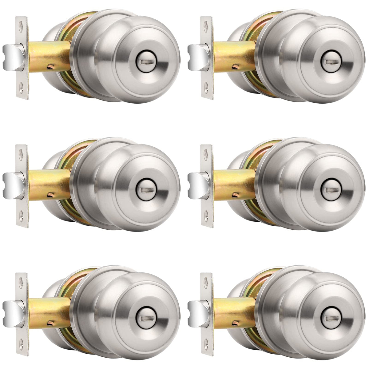 Probrico privacy interior door knob in brushed nickel for six doors