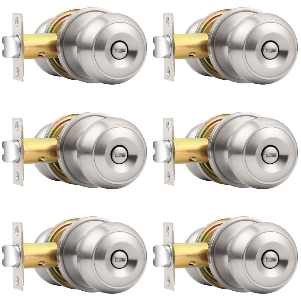 Probrico privacy interior door knob in brushed nickel for six doors