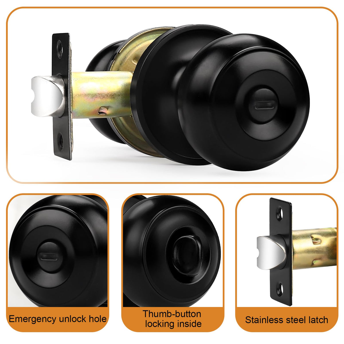Probrico privacy knob with turn-button lock for private spaces.