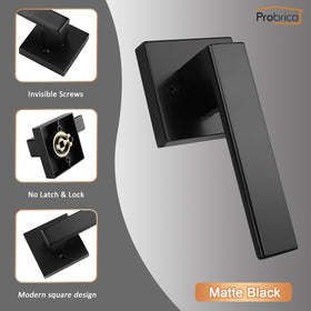 Close-up of Probrico pull-only lever showing matte black finish