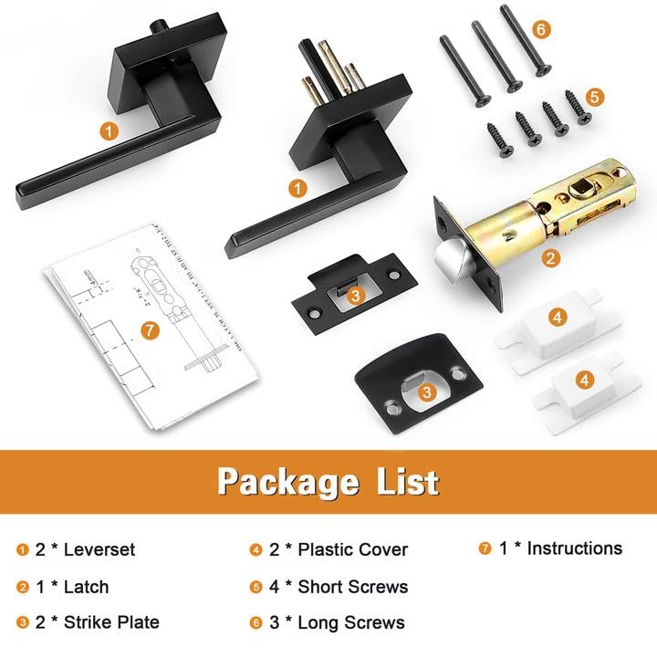 Probrico rectangular lever style complements modern doors with durable zinc alloy construction.