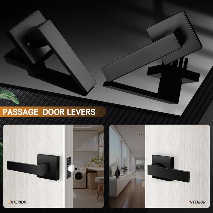 Probrico reversible lever set demonstrates left-right compatibility in a contemporary finish.