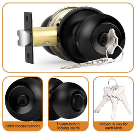 Probrico round interior knob with lock provides quick interior entry.