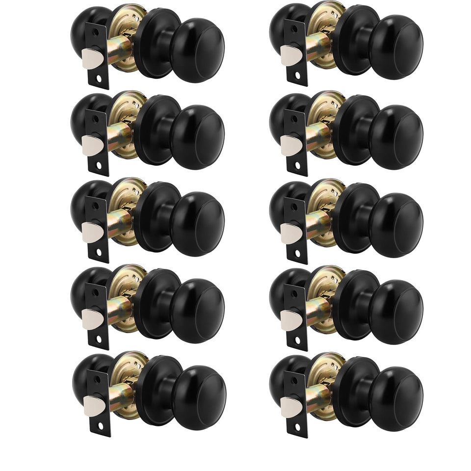Probrico round passage door knob black finish for interior doors.