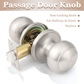 Probrico round passage door knob side view showing smooth dual-side operation.
