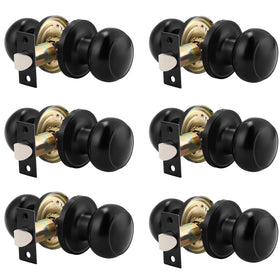 Probrico round passage knob in black for keyless hall access.