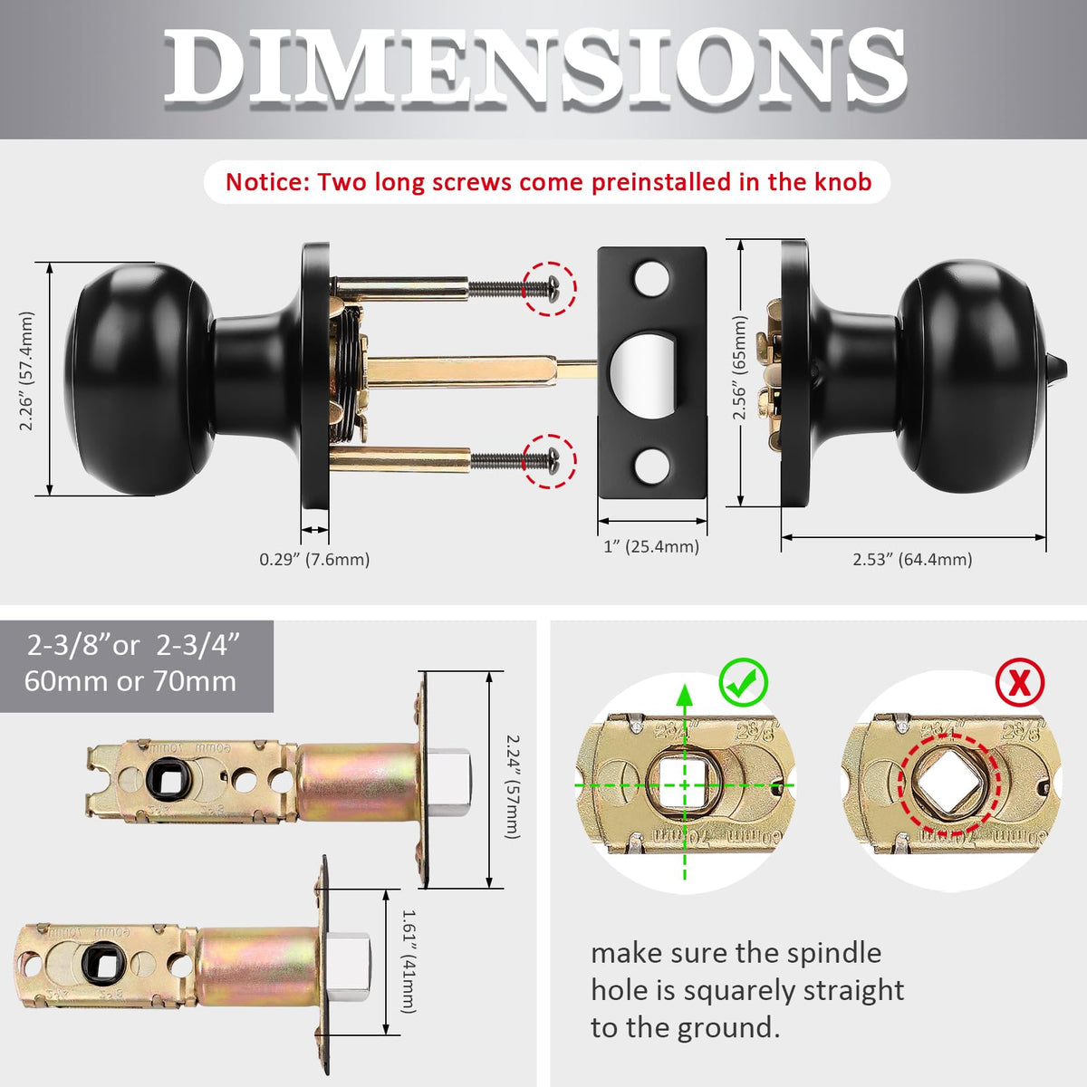 Probrico adjustable backset 60mm and 70mm shown