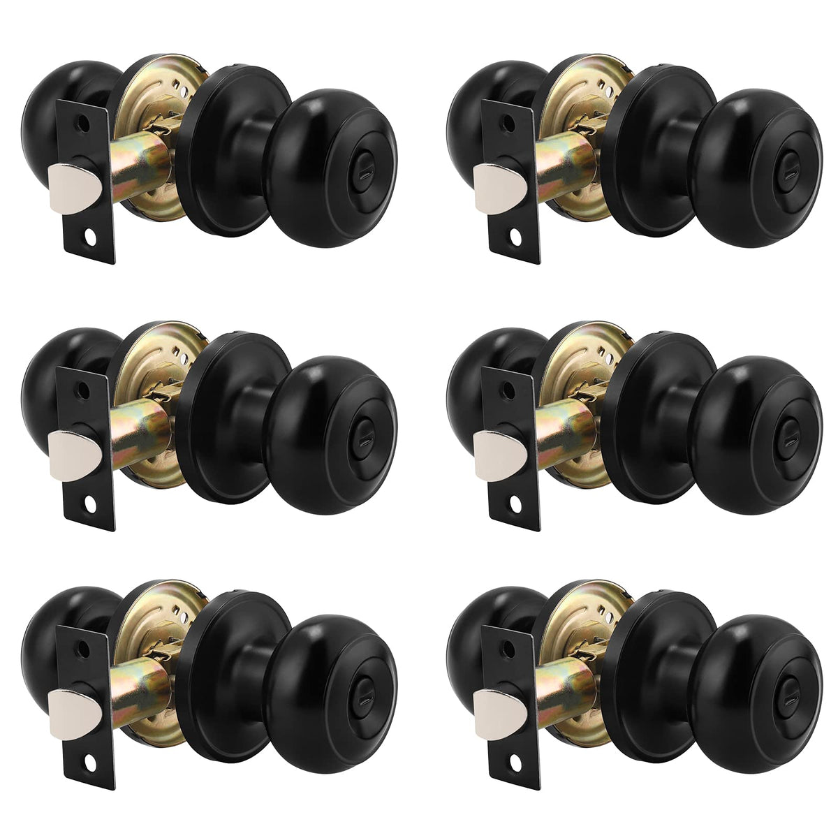 Probrico round privacy doorknob with inside thumb turn in black finish