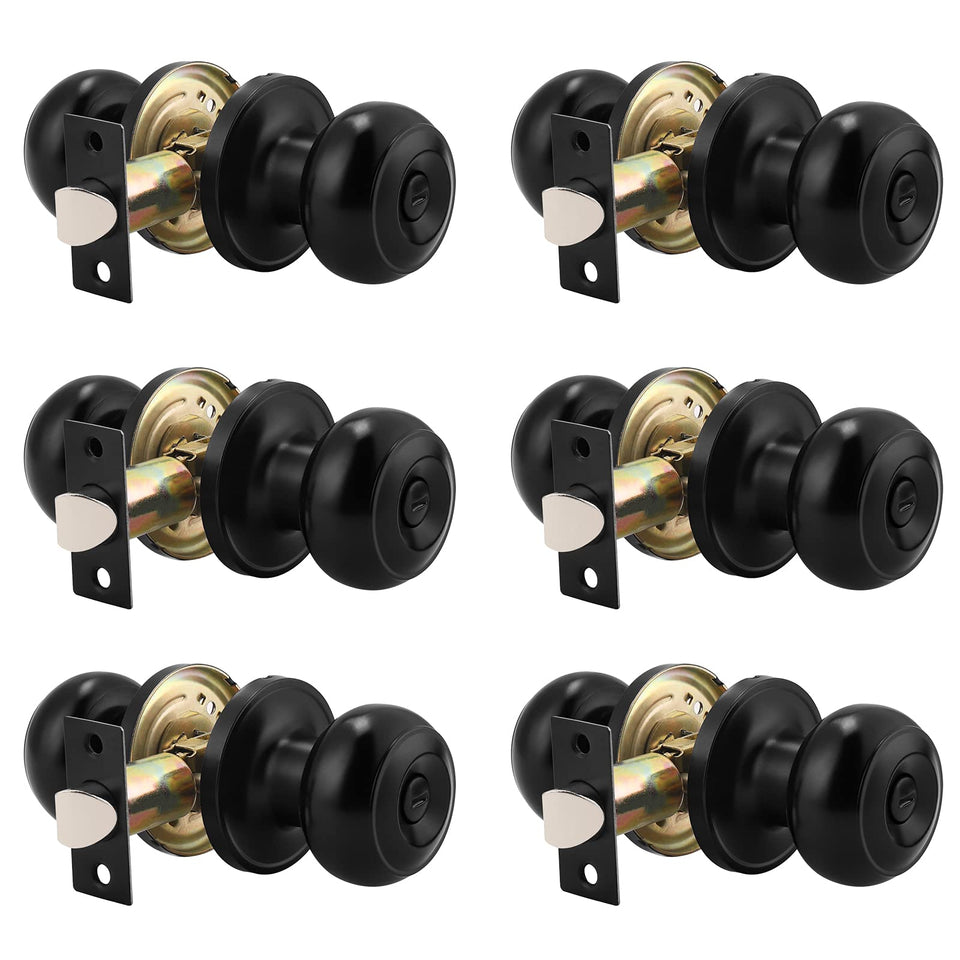 Probrico round privacy doorknob with inside thumb turn in black finish