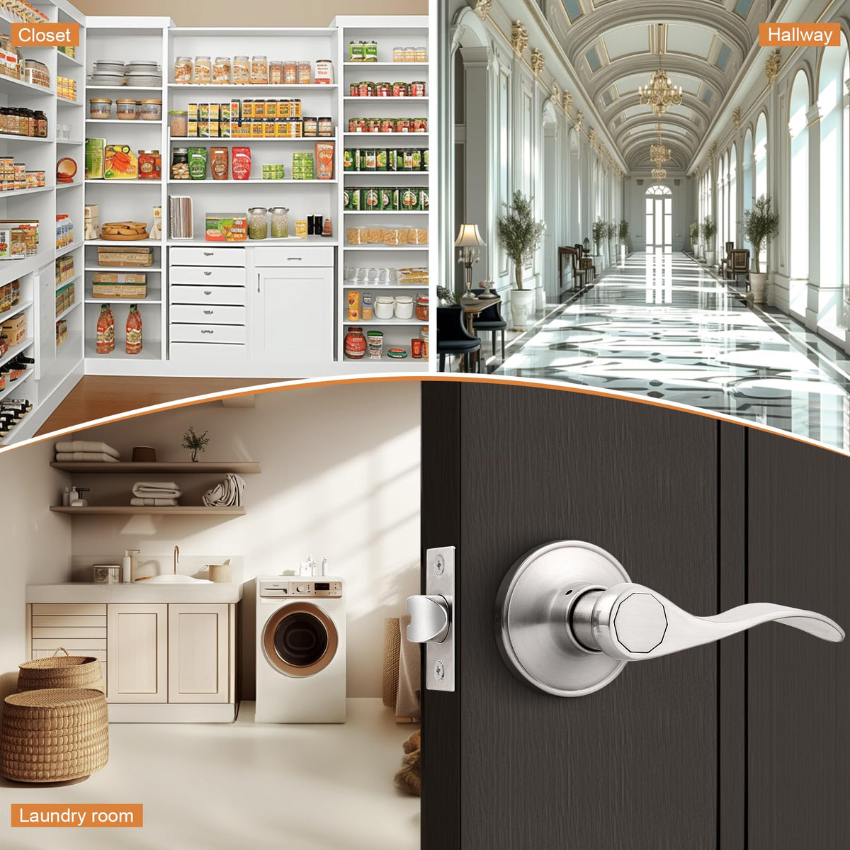Probrico satin nickel passage lever installation kit and hardware