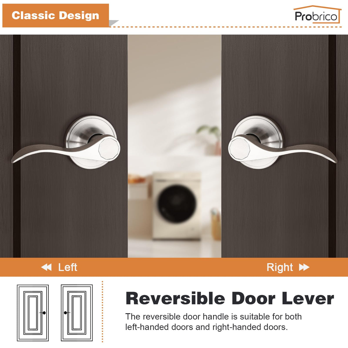 Probrico adjustable backset lever for 2-3/8 or 2-3/4 inch doors