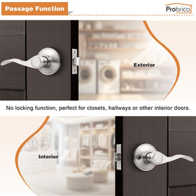 Probrico satin nickel lever with reversible design simplifies left- or right-handed installation