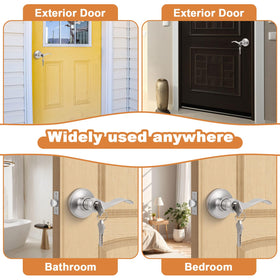 Probrico satin nickel wave lever ideal for exterior doors with keyed security