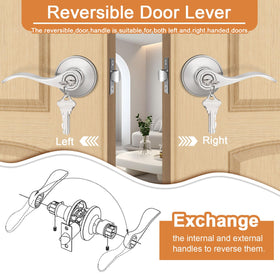 Probrico satin nickel wave lever fits right or left handed doors for versatility