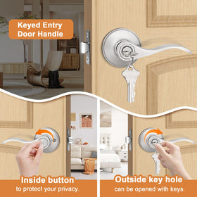 Probrico satin nickel wave lever showcasing universal handing for both door directions