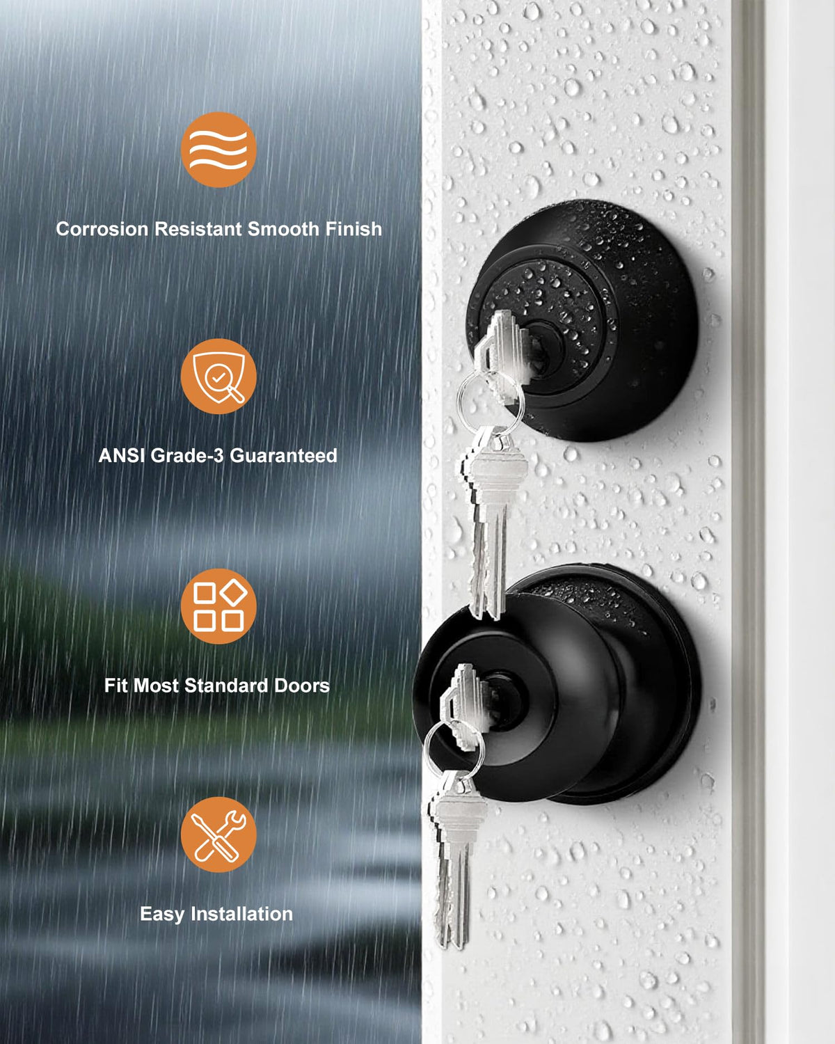 Outside key operation with interior thumb-turn on Probrico deadbolt
