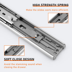 Probrico soft-close drawer slide with hydraulic damper reduces slams and injury risk.