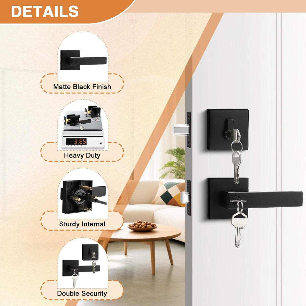 Probrico square keyed-alike pack with common keys for multiple doors.