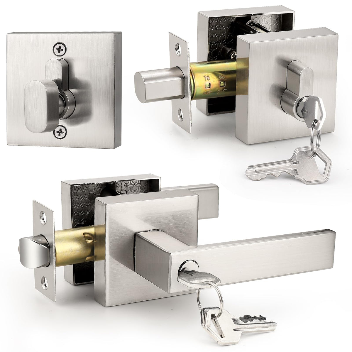 Probrico square entrance lever with satin nickel finish for secure, smooth daily entry.