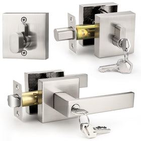 Probrico square entrance lever with satin nickel finish for secure, smooth daily entry.