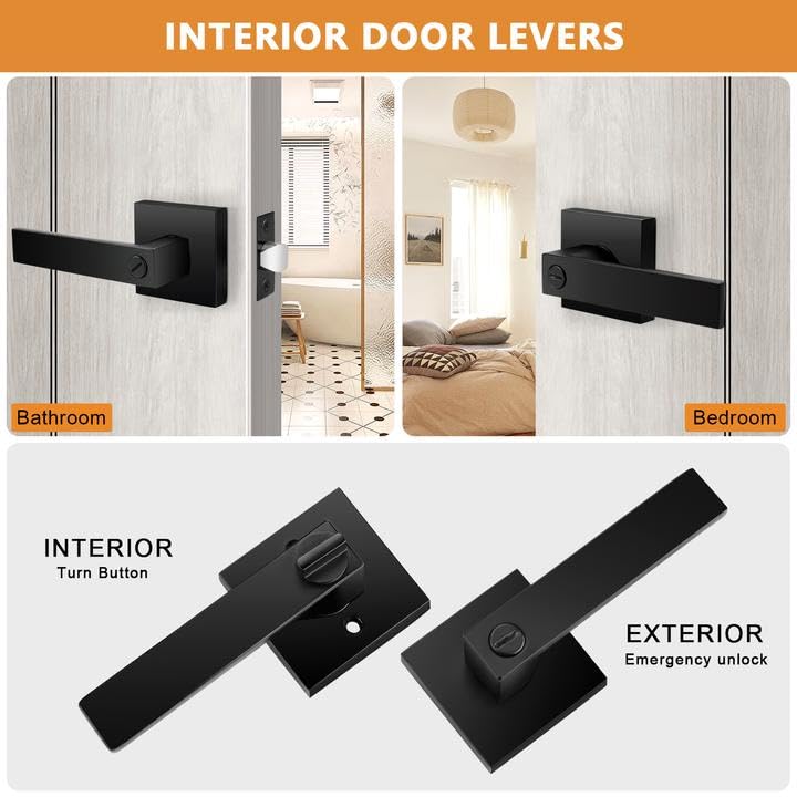 Probrico close-up of square privacy lever showing robust interior mechanism for smooth operation.