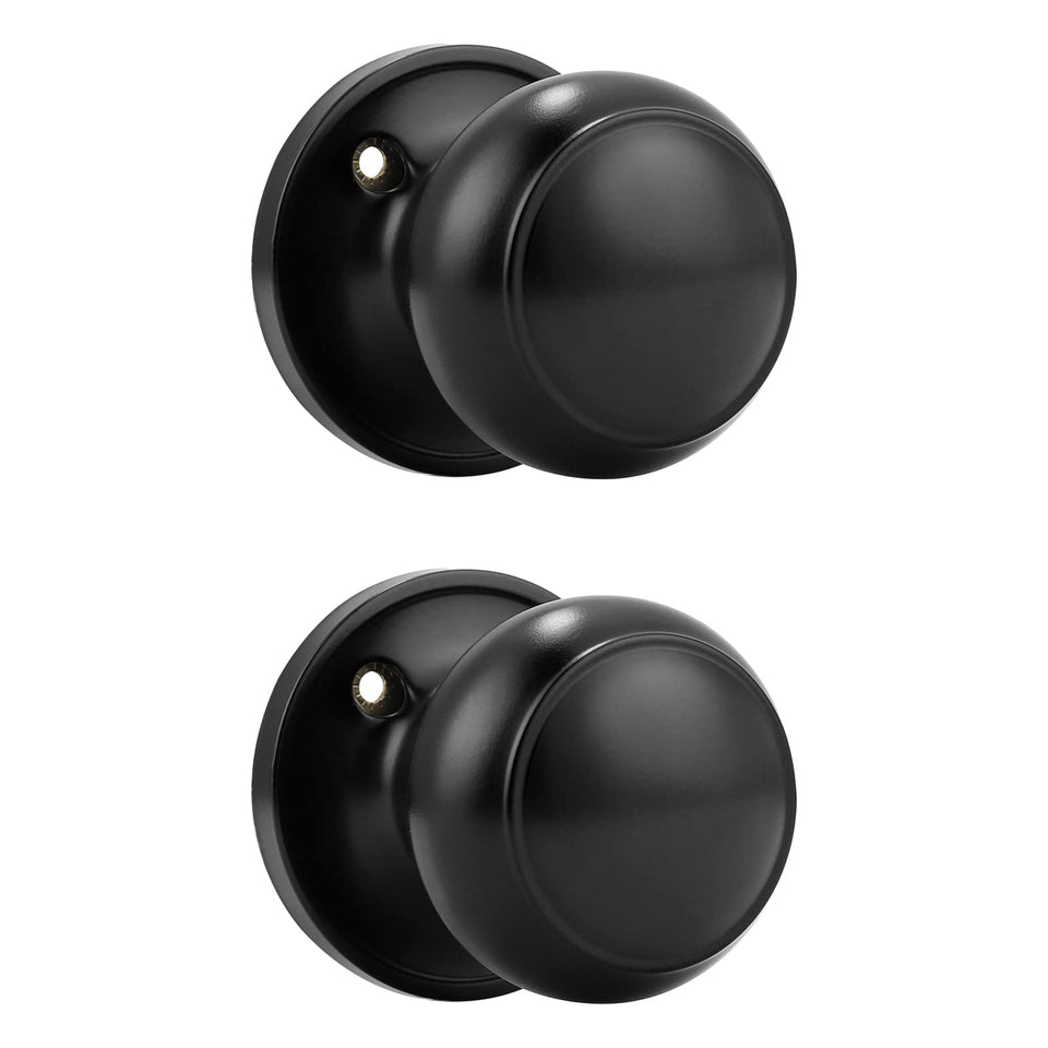 Probrico two-pack black dummy door knob on front view for non-turning doors