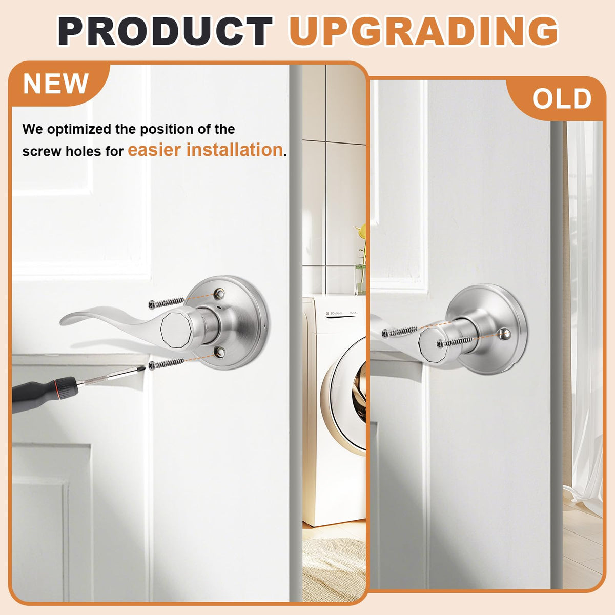 Probrico wave-style brushed nickel lever adds a modern look to interior doors.