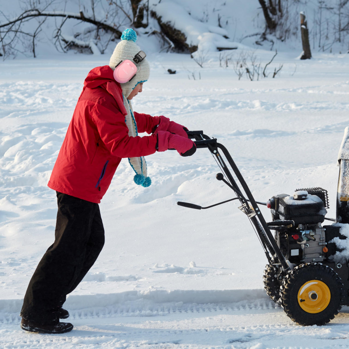 ProCase pink ergonomic headband on ear muffs emphasizes comfort and durable design
