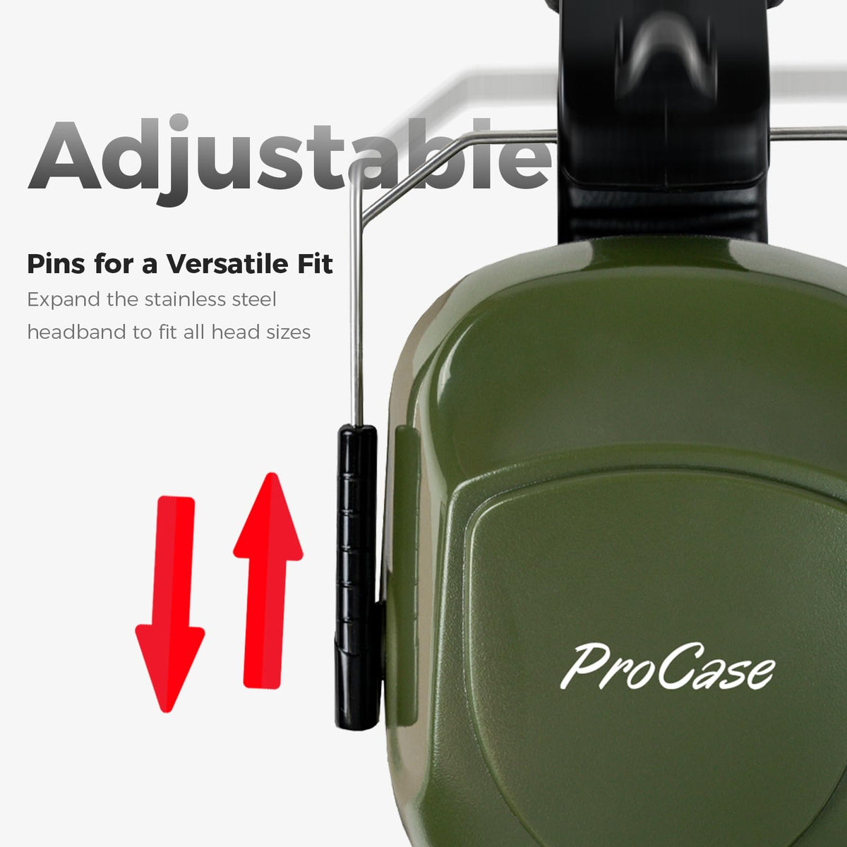 ProCase Headband adjustable mechanism showing ergonomic design for long wearing comfort.