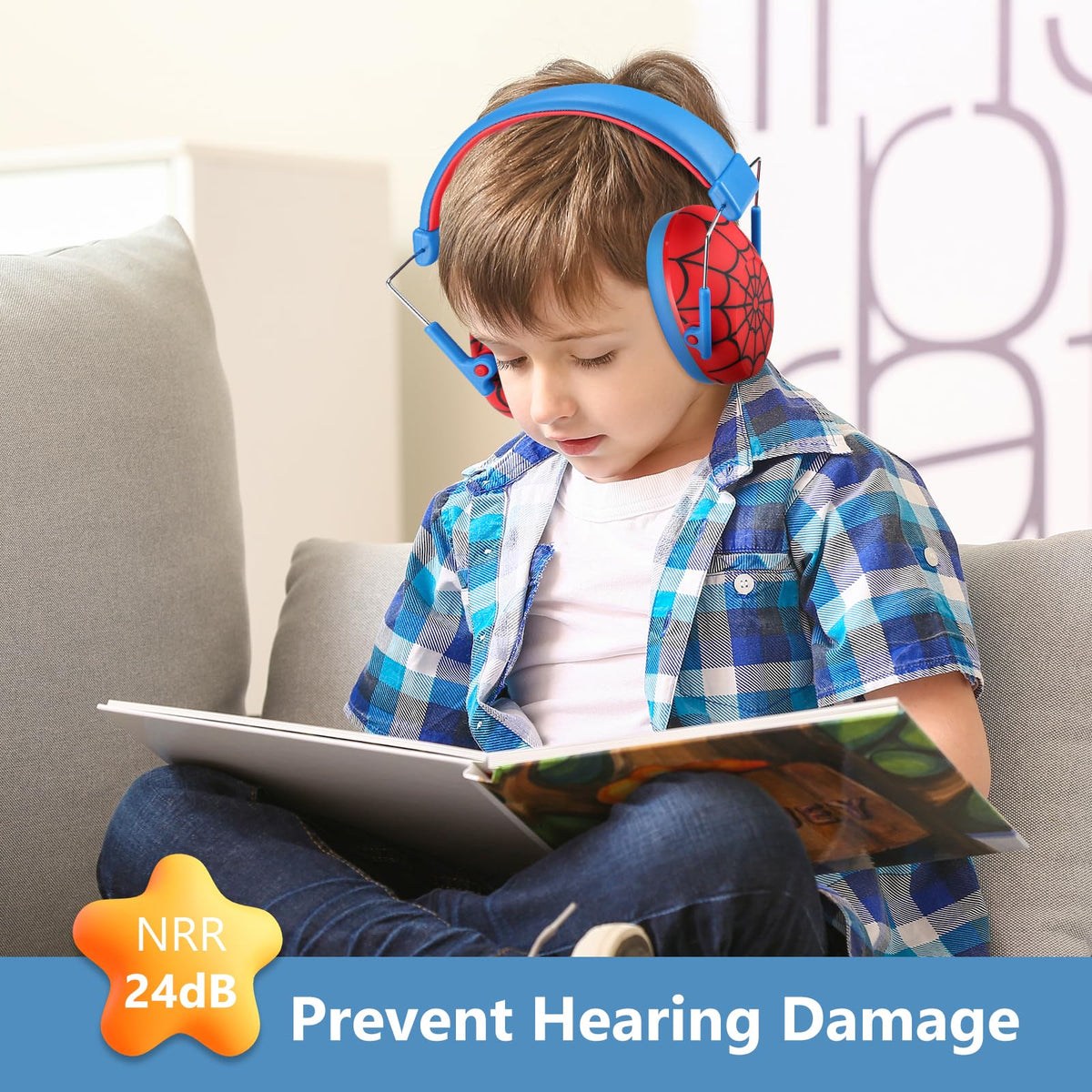 ProCase Kids noise-cancelling headphones with adjustable earcups fit growing heads securely