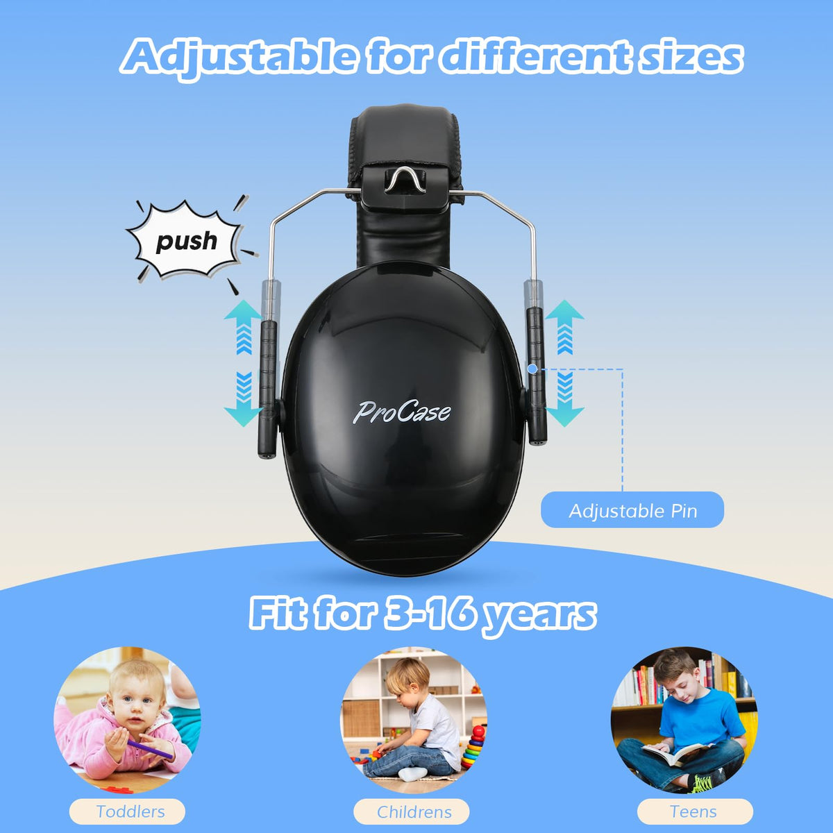 ProCase adjustable headband accommodates growing kids during playtime