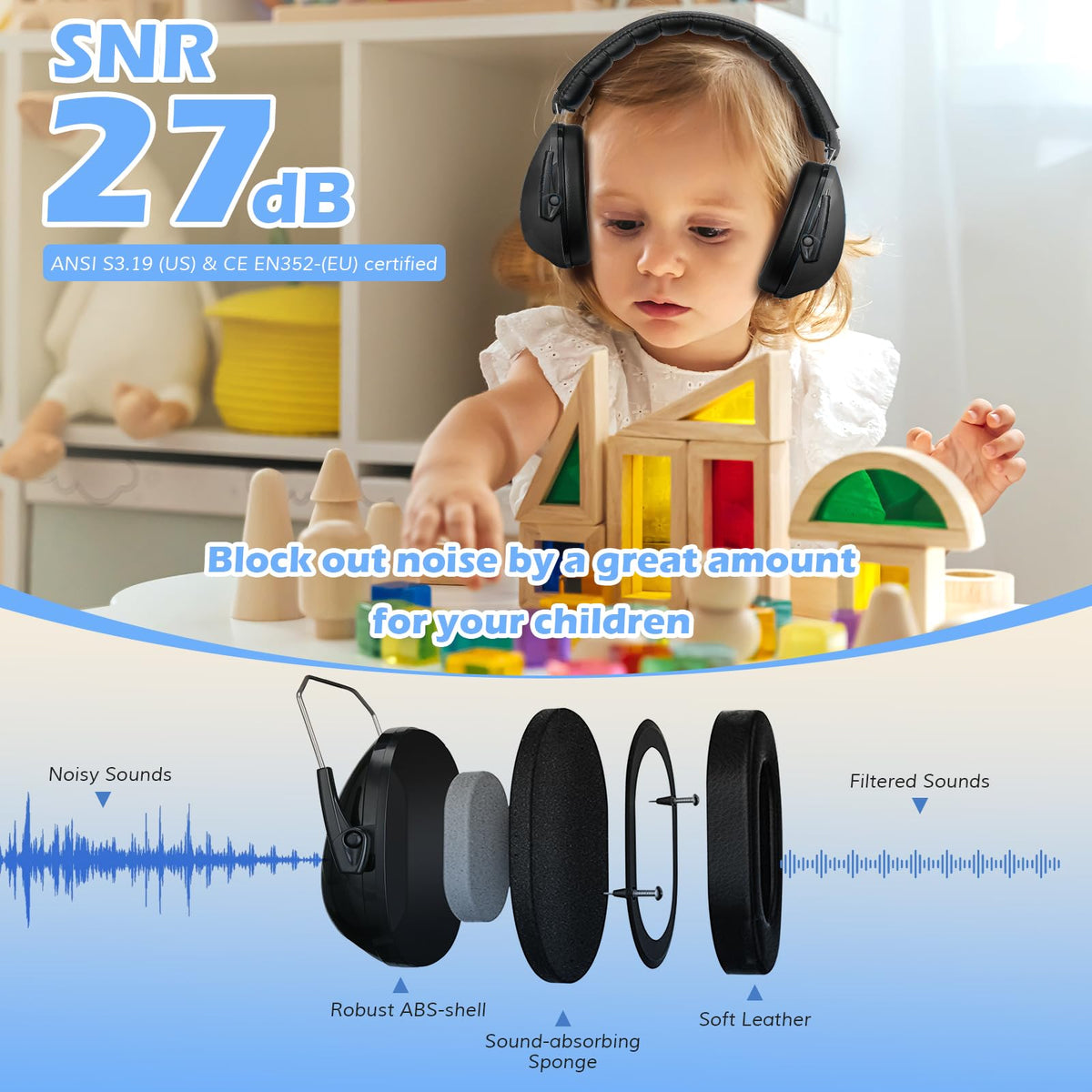 ProCase earmuffs worn by a child at a loud event
