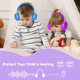 ProCase kids headphones in indigo angled view highlighting comfort.