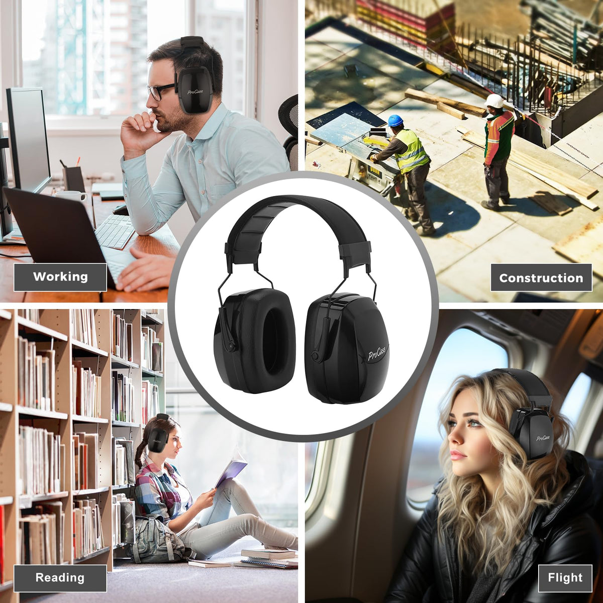 ProCase ear muffs 360-degree rotatable cups adapt to any head shape.
