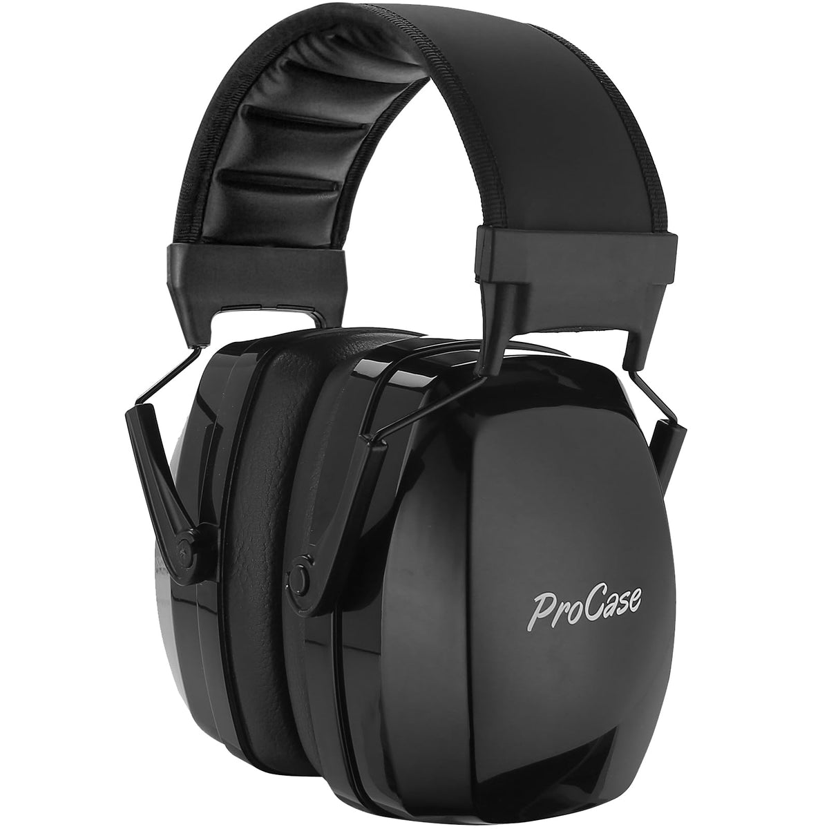ProCase noise cancelling ear muffs front view with adjustable headband for all sizes.
