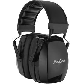ProCase noise cancelling ear muffs front view with adjustable headband for all sizes.