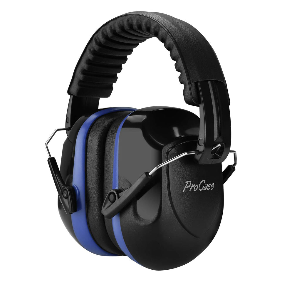 ProCase blue ear muffs provide strong noise protection for loud environments