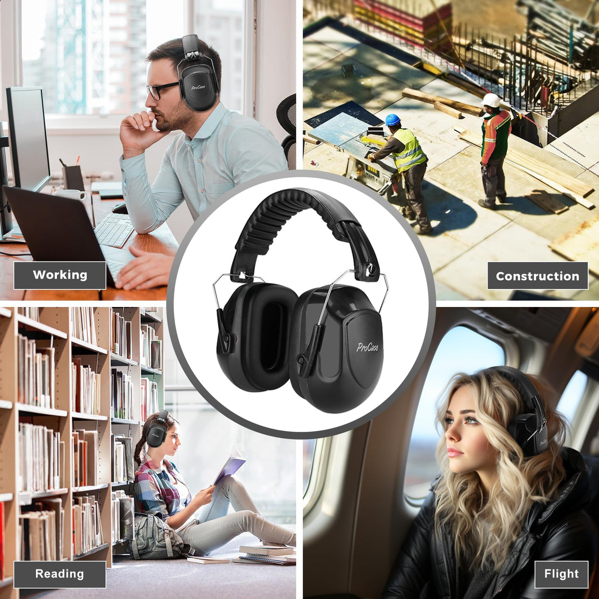 ProCase ear muffs with included carry bag for transport