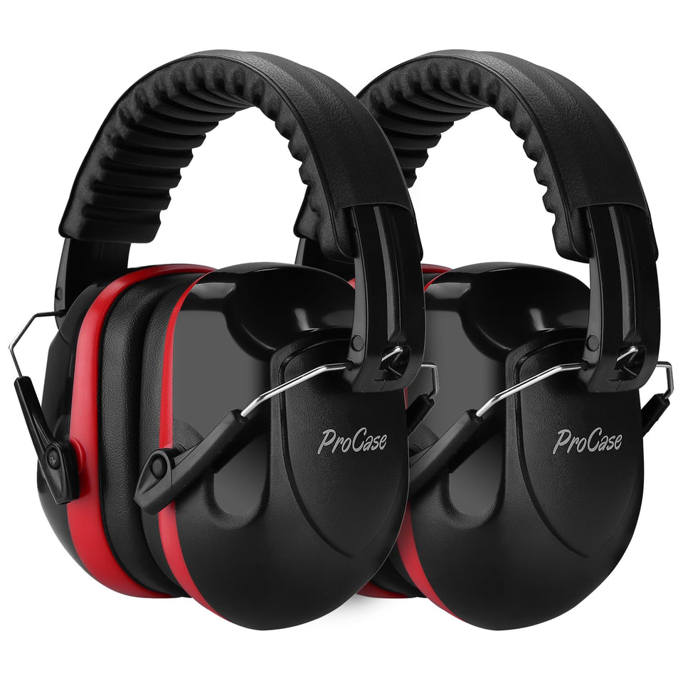 ProCase red noise reduction ear muffs for high-noise environments.
