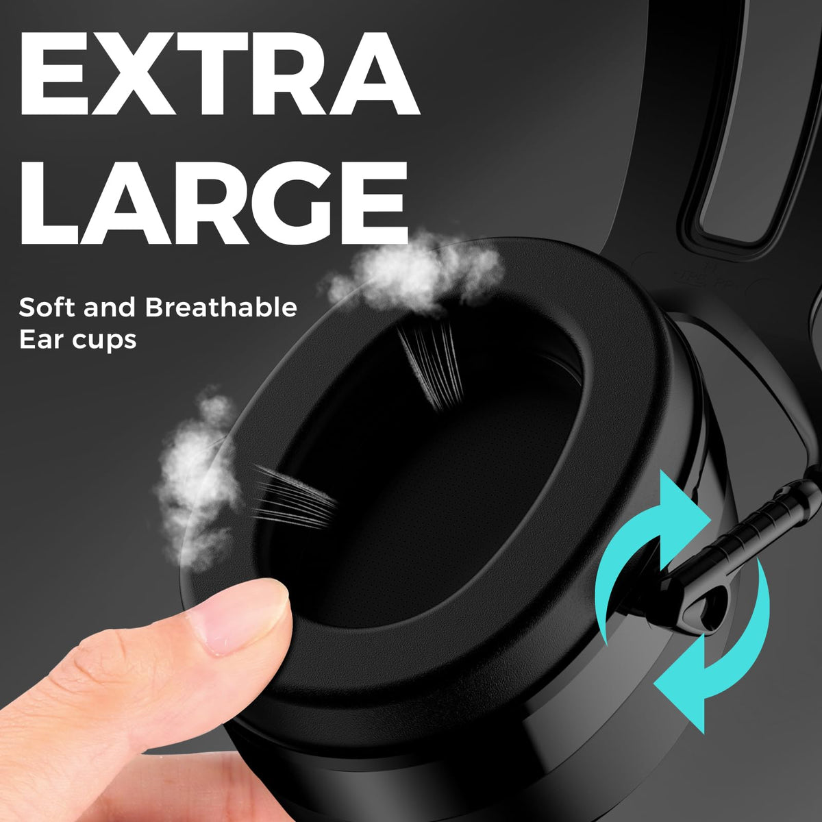 ProCase soft ear cups provide breathable comfort during long listening sessions.