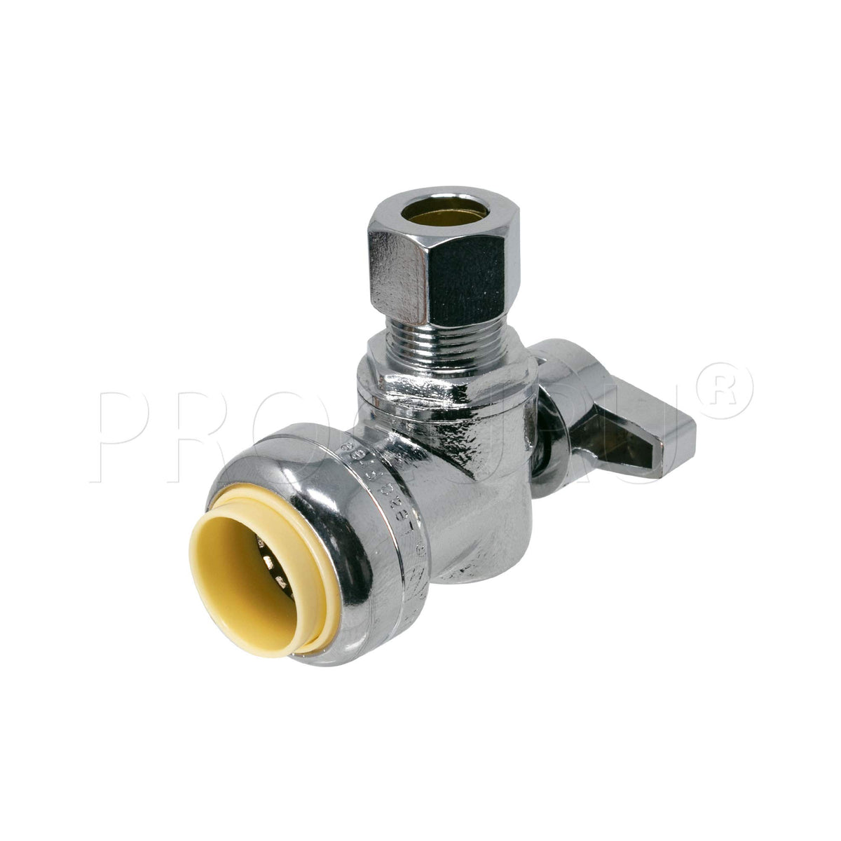 PROCURU valve showing 3/8in OD compression outlet for faucet connections.