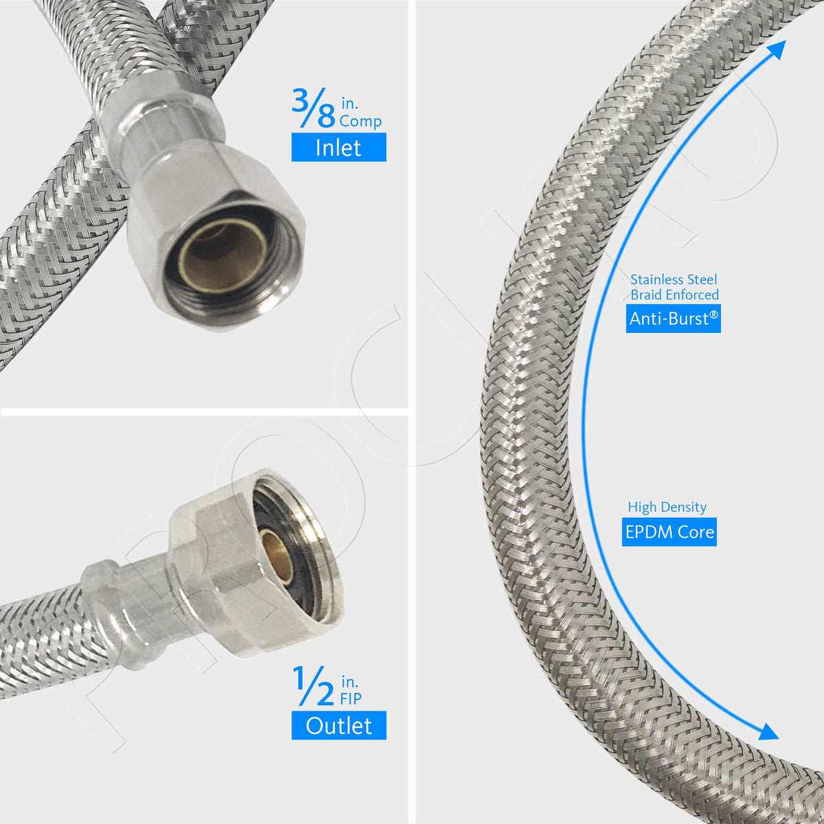 PROCURU 3-8in compression inlet attaches securely to valve.